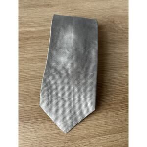 Yves Saint Laurent Silver Made in Italy Woven Pattern Designer Silk Tie